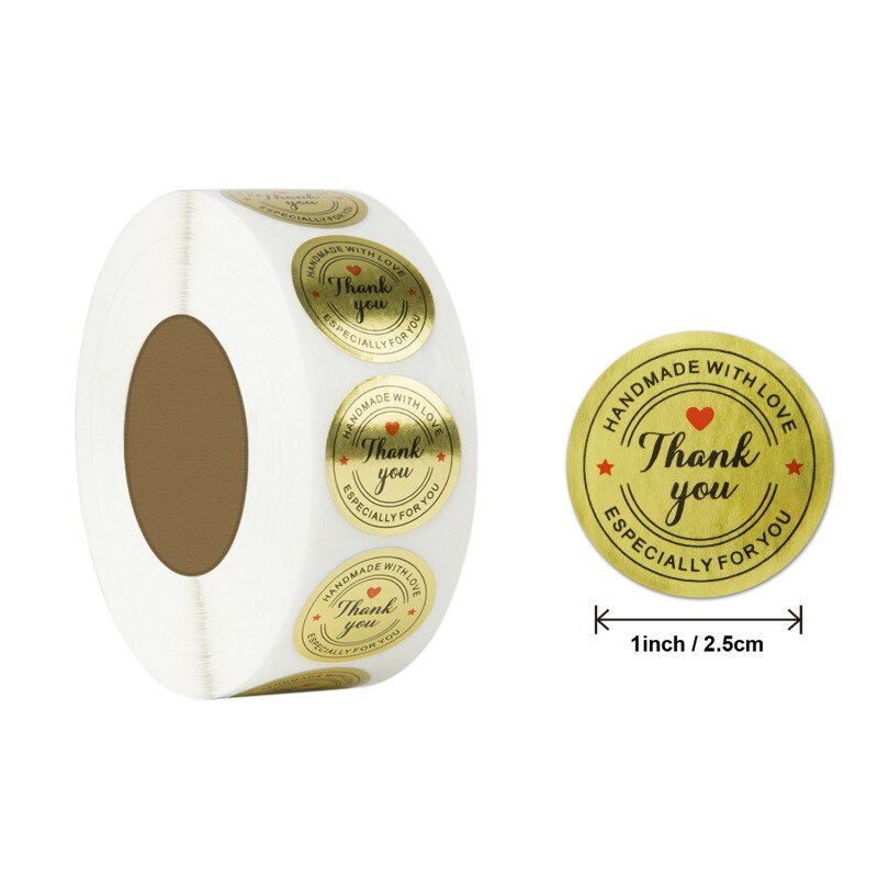 Golden Paper Label Stickers Gold Thank You Stickers Scrapbooking Handmade Business Packaging Seal Labels Stationery Sticker: A2.5CM