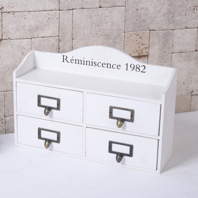 Distressed Light Blue Solid Wood Small Jewelry Box Drawer: white