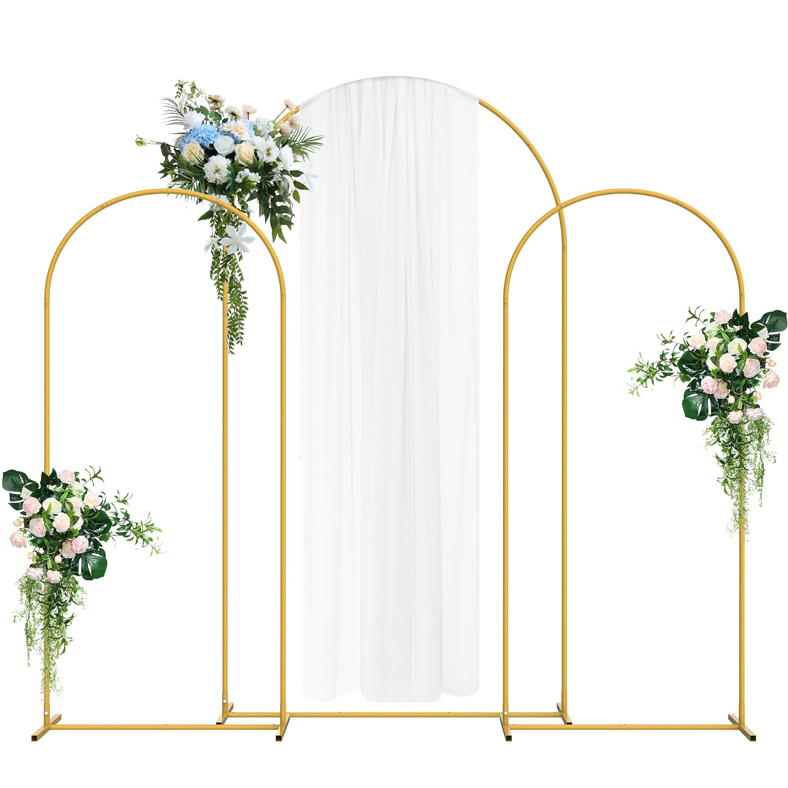 Juego de 1 pieza de soportes de arco de metal dorado para decoraciones de bodas y fiestas de cumpleaños (7,2 pies, 6,6 pies, 6 p