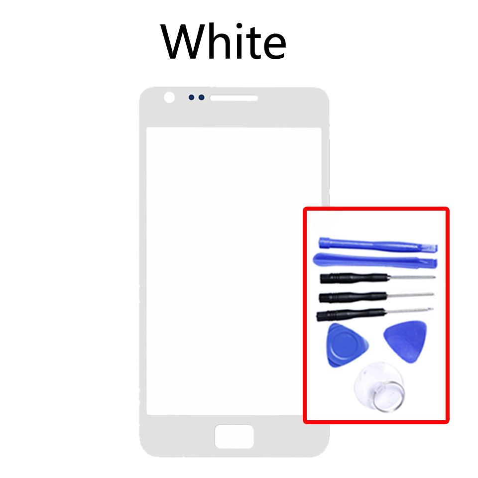 i9100 Touchscreen For Samsung Galaxy S II S2 i9100 i9100p GT-i9100 GT-i9100p LCD Front Outer Glass Touch Screen Lens Replacement: White-With tool