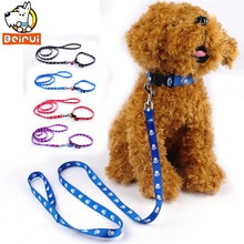 Verstelbare Nylon Kleine Hond Puppy Halsband & Leash Set met Poot S \ M \ L