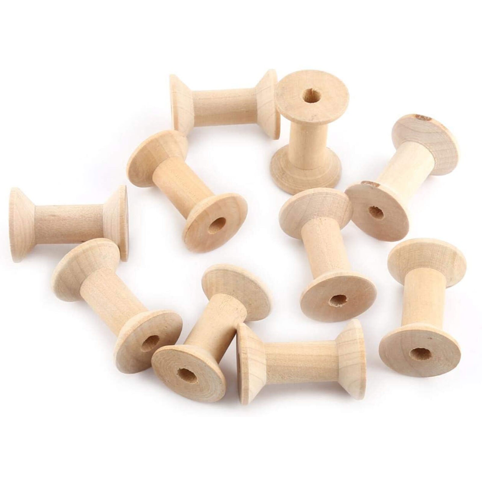 24Pcs Wooden Empty Thread Spools Large Unfinished Wood Spools Wire Weaving Bobbins for Arts Crafts Cord Roll