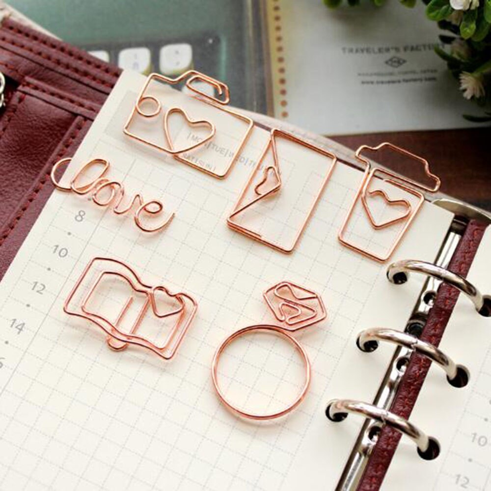 4Pcs In Oro Rosa di Carta Pinze Segnalibro Planner Strumenti Strumenti di Scrapbooking Memo Clip In Metallo Binder Paperclip ndex segnalibro per i libri