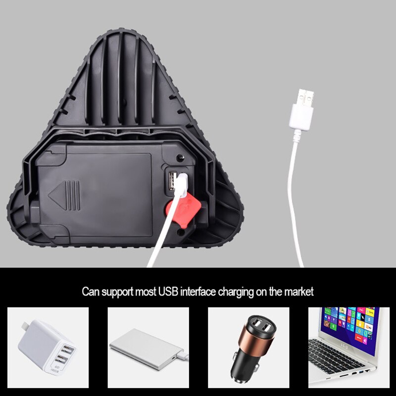 COB Glare Floodlight USB Charging Car Triangle Warning Light Wild Camping Light Outdoor Portable Traffic Light LED Work Light