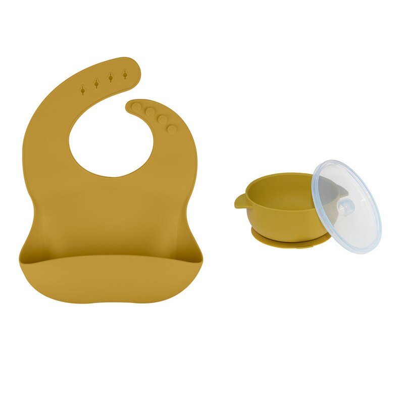 Baby Feeding Bowl Silicone Tableware for Kids Suction Bowl Baby Plate BPA Free Silicone Kids Toddler Assist: mustard 2