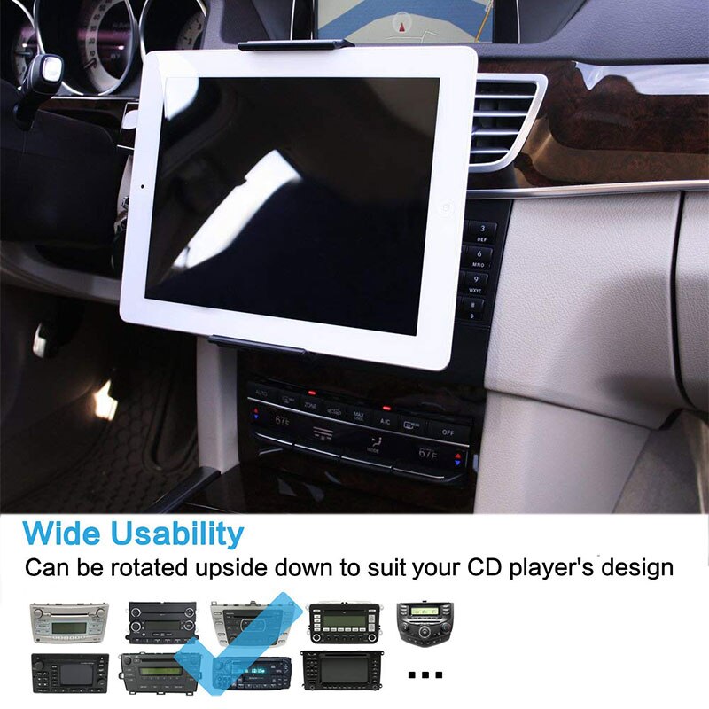 Universal 4 - 11 tommer tablet holder bil cd slot tablet beslag mobiltelefon holder monter stativ drejelig til ipad samsung pad