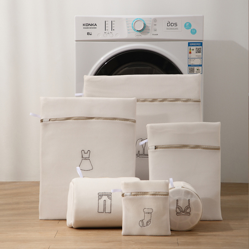 Laundry Bag Thickened Beige Honeycomb Mesh Fabric Laundry Bags Ball Underwear Socks Suits Clothes Washing Cleaning Net Bag
