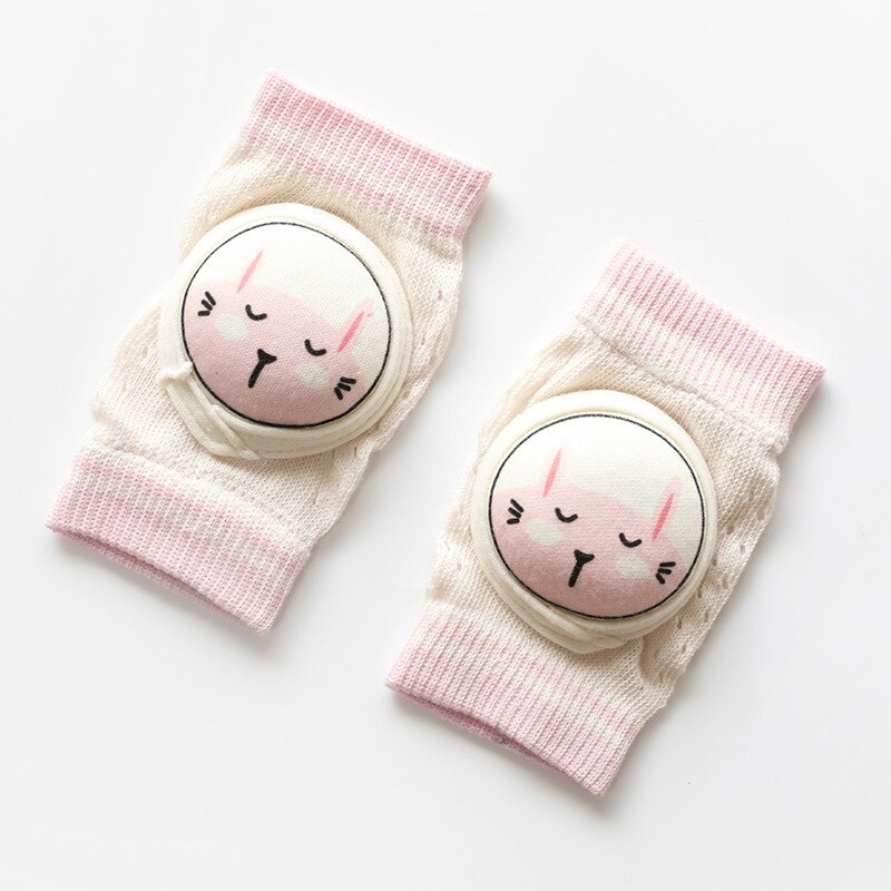 0-3Years Baby Knee Pads Infant Non Slip Crawling Elbow Cartoon Animal Mesh Breathable Kneepads Protector Toddler Safety Cushion: Rabbit