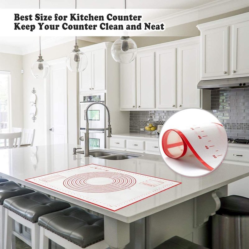 Silicone Pastry Baking Mat Extra Large Non Slip with Measurement Non Stick Baking Dough Rolling Mat Pizza Cookies Kneading Matts