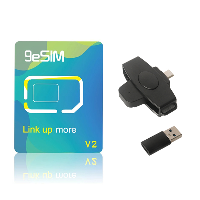 9 esim, esim till sim-kortadapter för android, iphone 15 14 iphone 16 pro max, avtagbar euicc esim sim-omvandlare: Silver-