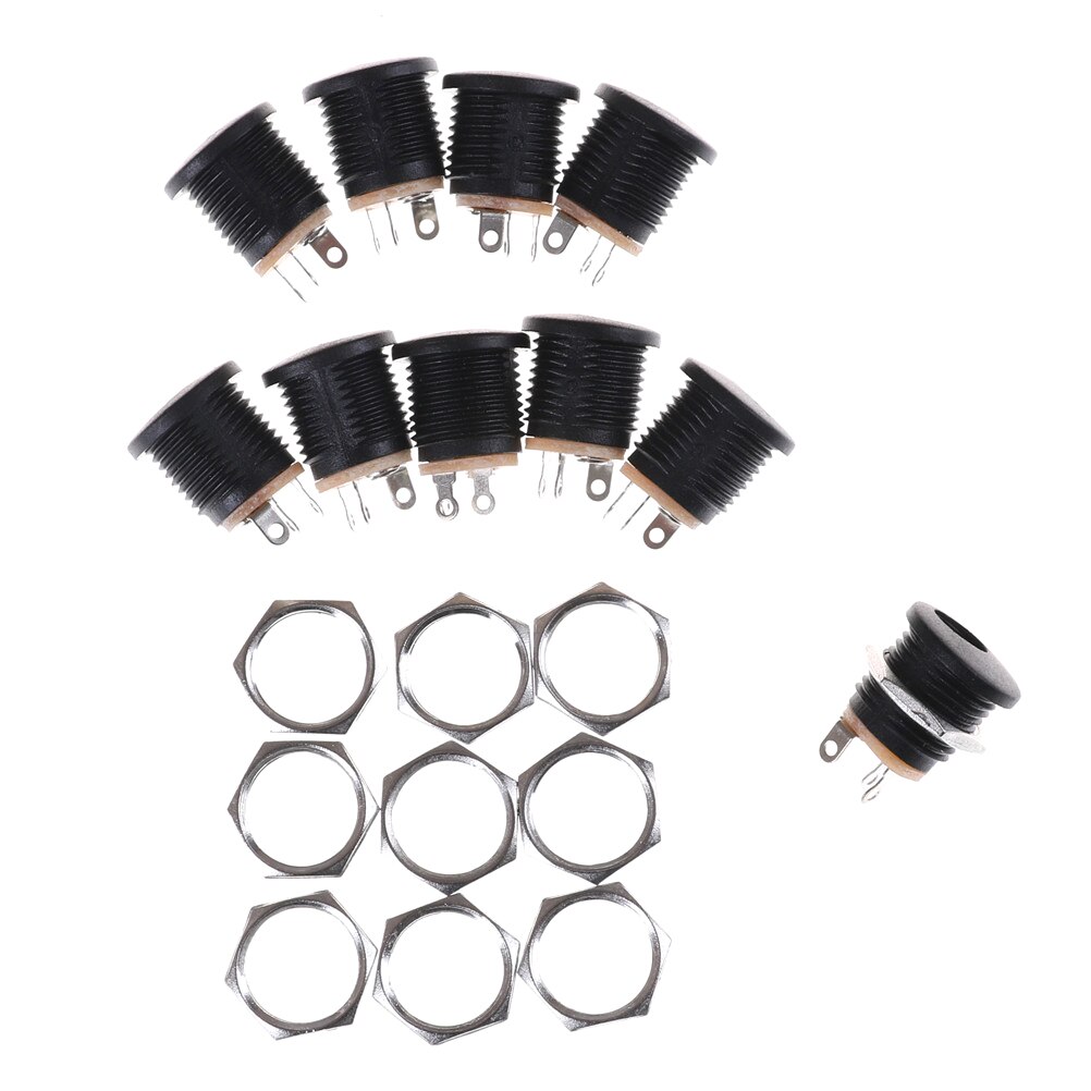 10Pcs 5.5Mm X 2.1Mm Dc Power Female Socket DC022 Dc Voeding Jack Socket Vrouwelijke Panel Mount connector Plug Adapter