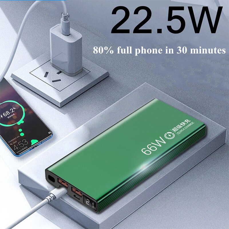 Banco de potência 20000mah 66w carga super rápida para xiaomi huawei iphone bateria externa carregador portátil bateria auxiliar powerbank