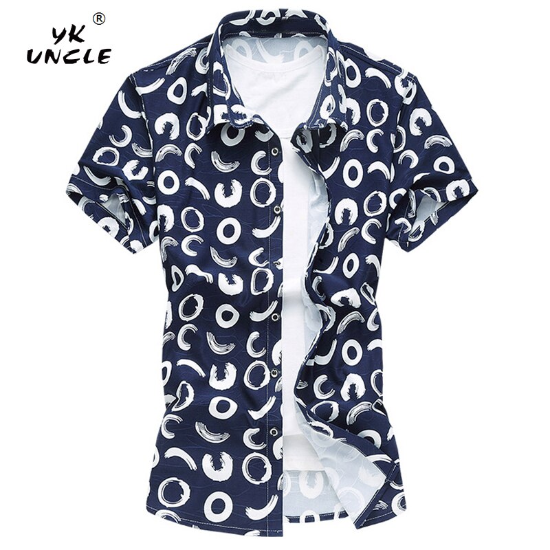 YK UNCLE Brand Men's Hawaiian Shirts Short Sleeve Ice Silk Cotton Shirts Men Summer Casual Beach Shirts Men Clothing 7XL: As the picture 2 / 7XL