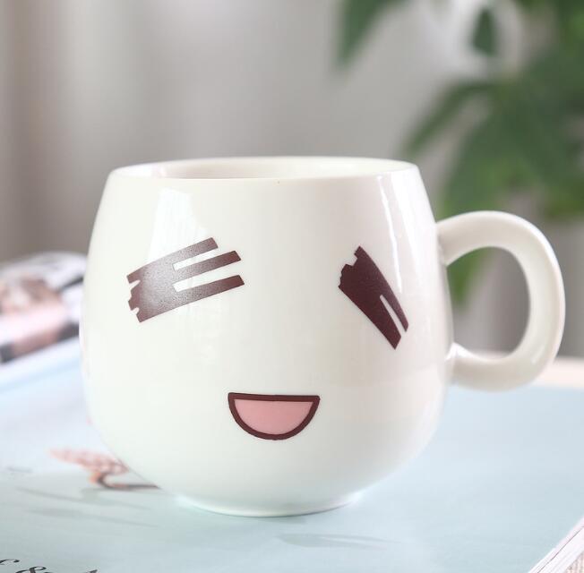 320ml Fun Cute Face Mugs White Pottery Ceramic Cup Tea Coffee Milk Mug With Handle: Style 5