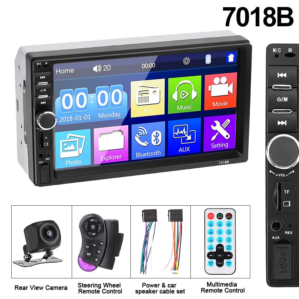 Bilradio 2 din  hd 7 " autoradio multimediaspelare 2 din pekskärm auto audio bilstereo  mp5 bluetooth usb tf fm kamera: 7018b kontrollkam