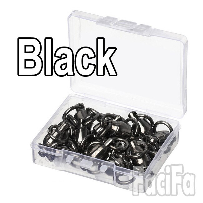 10 sztuk Heavy Duty łożyska obrotowe złącze wędkarskie ze stali nierdzewnej kulka stalowa połączenie obrotowe stałe pierścień akcesoria hak: black / Size2 18mm 25kg