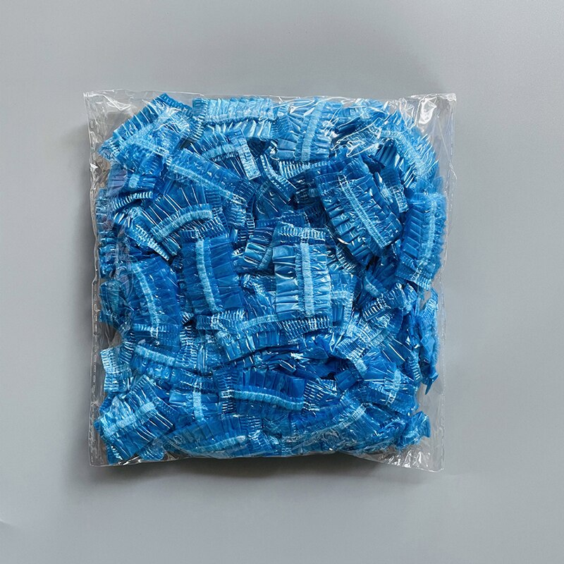 100 pièces jetable étanche Transparent oreille couverture bain douche Salon oreille protecteur ménage cheveux teinture cache-oreilles: Bleu