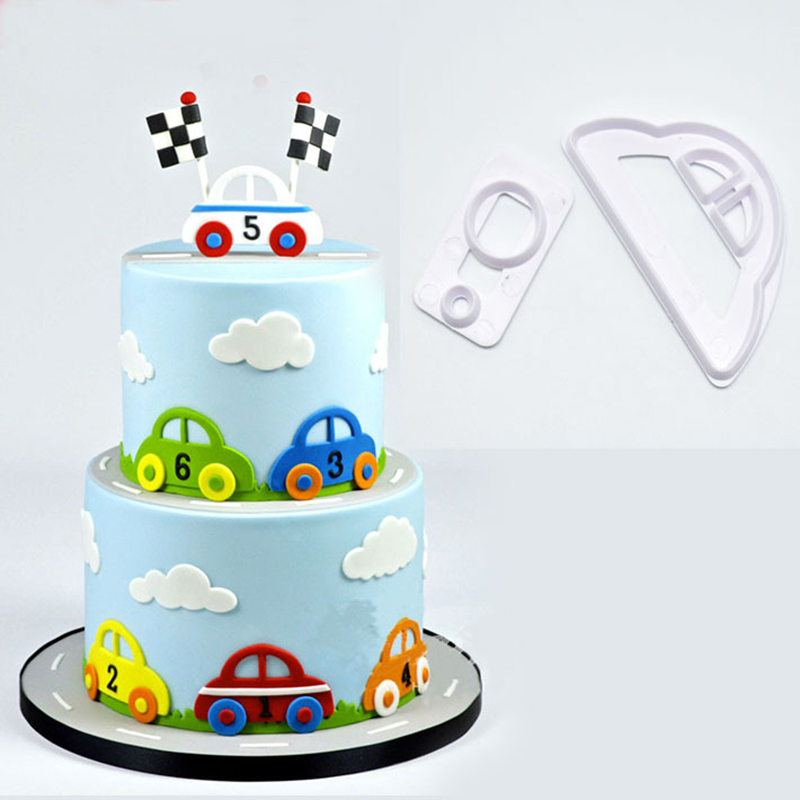 2 stk liten bil plast kakeform sukker fondant form kake dekorasjon form