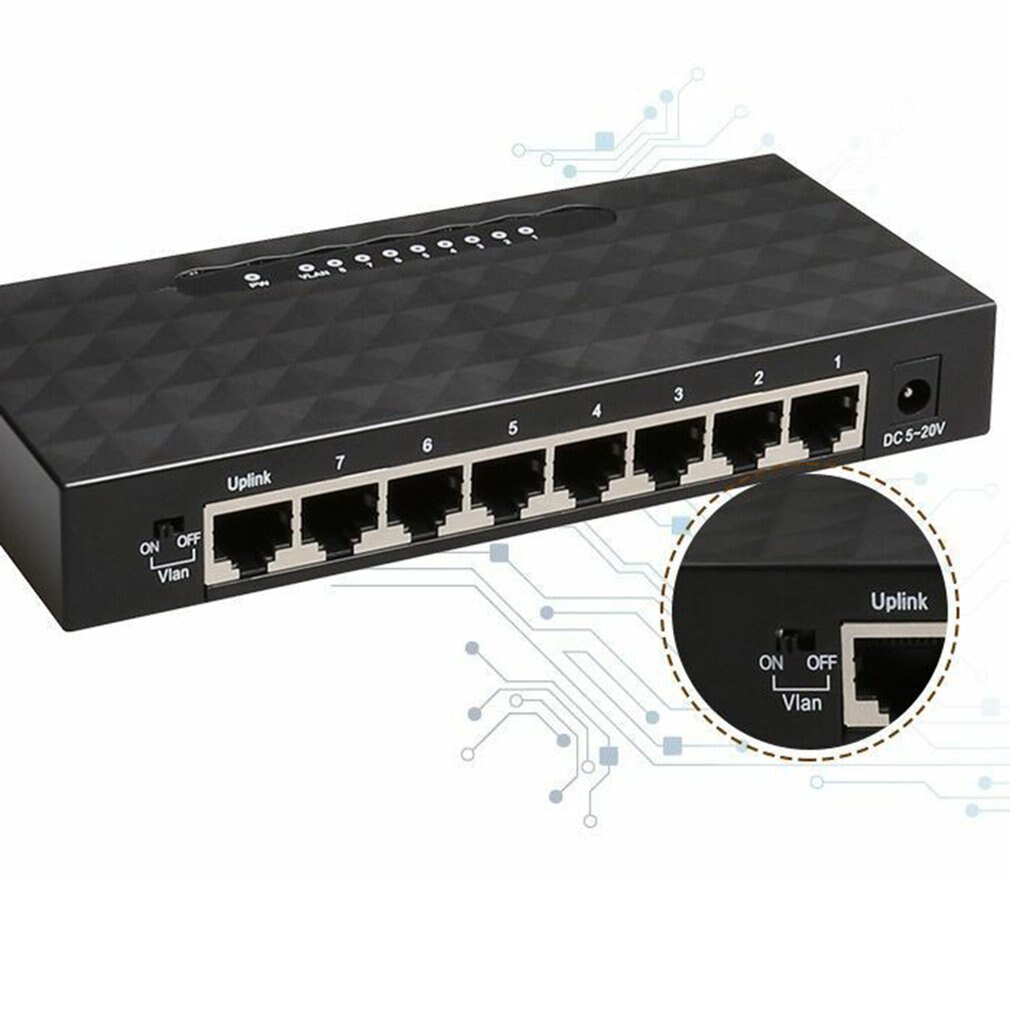 Conmutador inteligente Ethernet de 8 puertos Gigabit, conmutador de red Ethernet de alto rendimiento, 1000Mbps, inyector de Internet RJ45 Hub