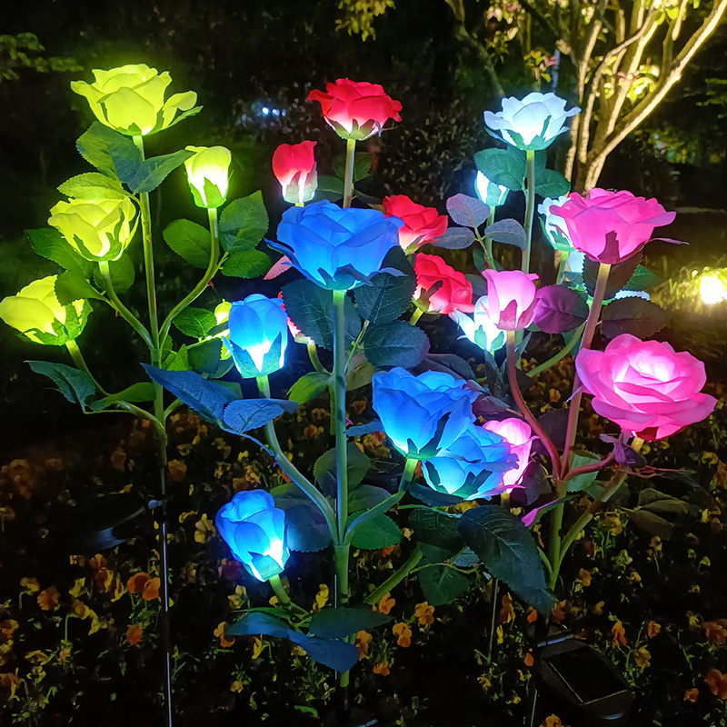 5 hoder solcellelamper utendørs dekorative solcellelamper roseblomst plenlampe til hage terrasse hagedekor