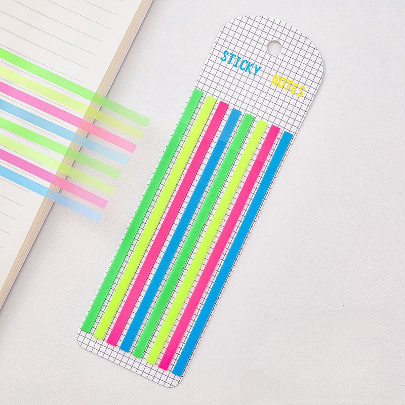Pegatinas de índice de tiras largas multicolores, pestañas de índice grabables para anotaciones de libros, cinta resaltadora de macarrón para memoria de notas: Verde