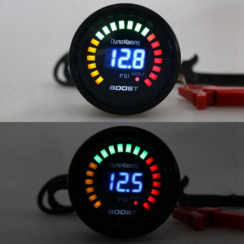Dyno racing 2 tum 52mm bil digital analog led elektronisk psi turbomätare