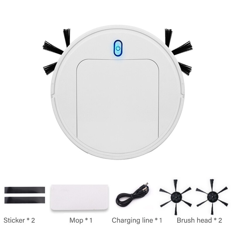 Robot aspirador ultradelgado para el hogar, aspiradora con carga Usb, 2200Pa, succión automática, inteligente, en húmedo y seco: white