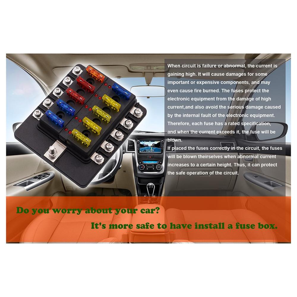 Zekeringkast Met Led Indicator Schroef Terminal Blok Gewijzigd Zekeringkast Houder Verzekering Insert 12 Road Camper Rv