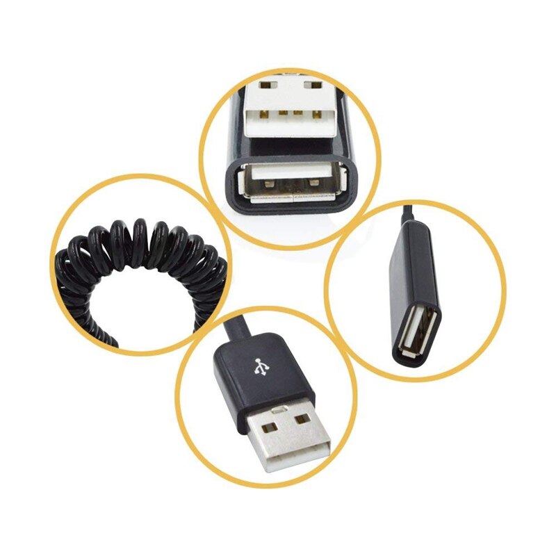 Spiral Coiled USB A male to A female adapter adaptor Cable 1M 3FT