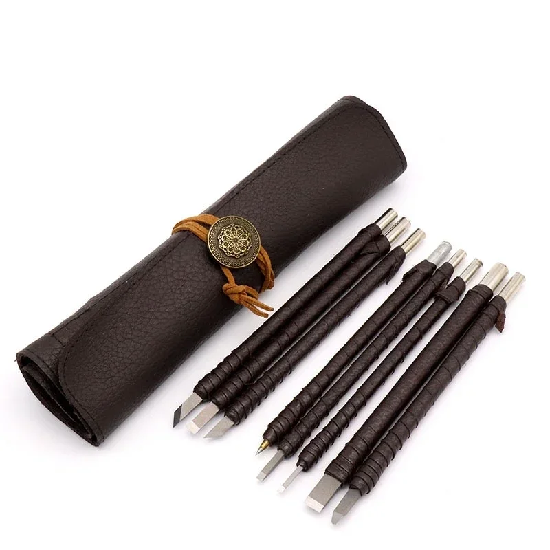 Professionele Tungsten Steel Stone Carving Kit Handgereedschap Set Beitel Houtbewerking Graveren Snijblad set voor Stone Seal