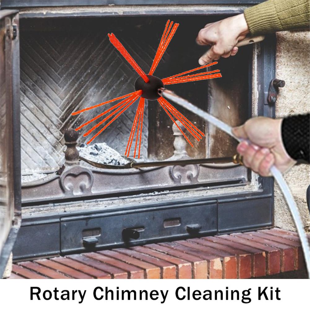 6/12M Nylon Rod Rotary Chimney Cleaning Kit Indoor Chimney Cleaning Brush And Rod Kit For Clean The Fireplace Flue