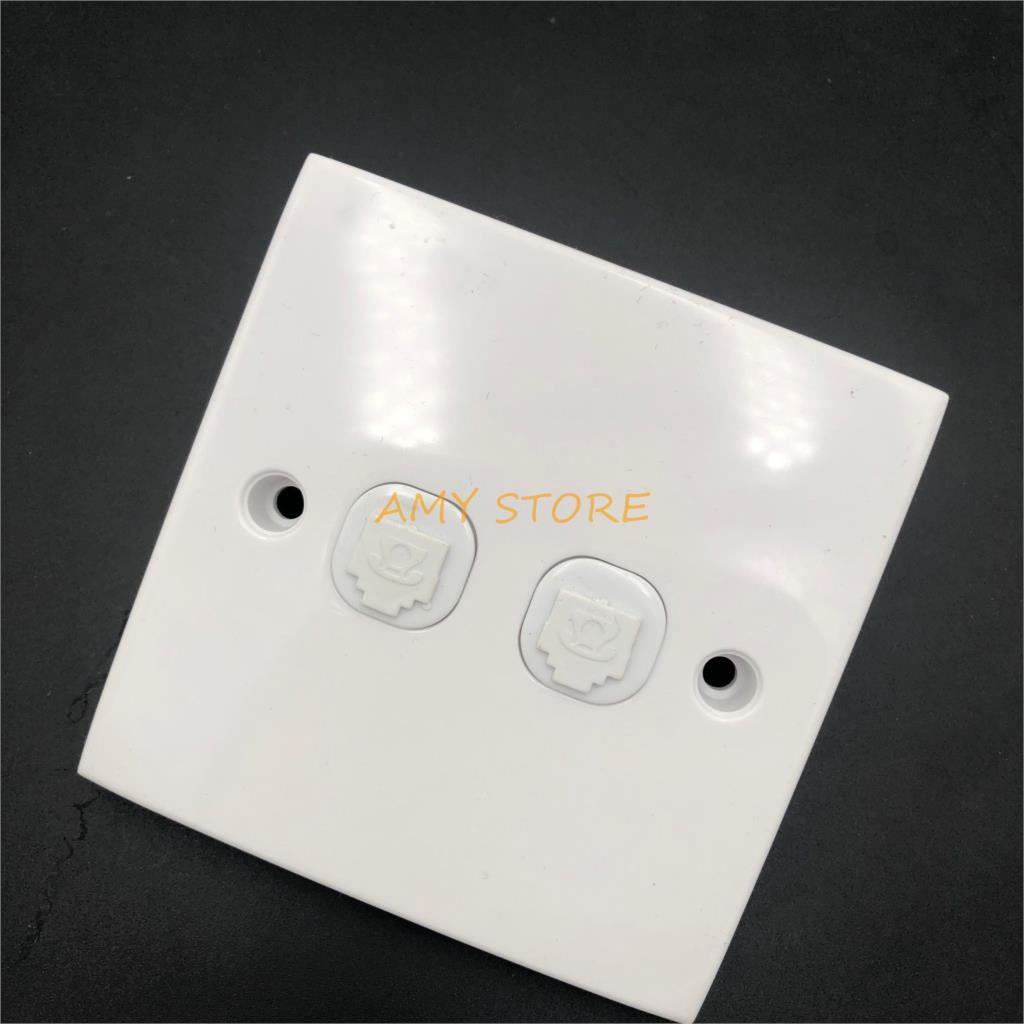 86x86mm White Wall Panel Telephone Outlet Double 6P4C RJ11 Socket Plate