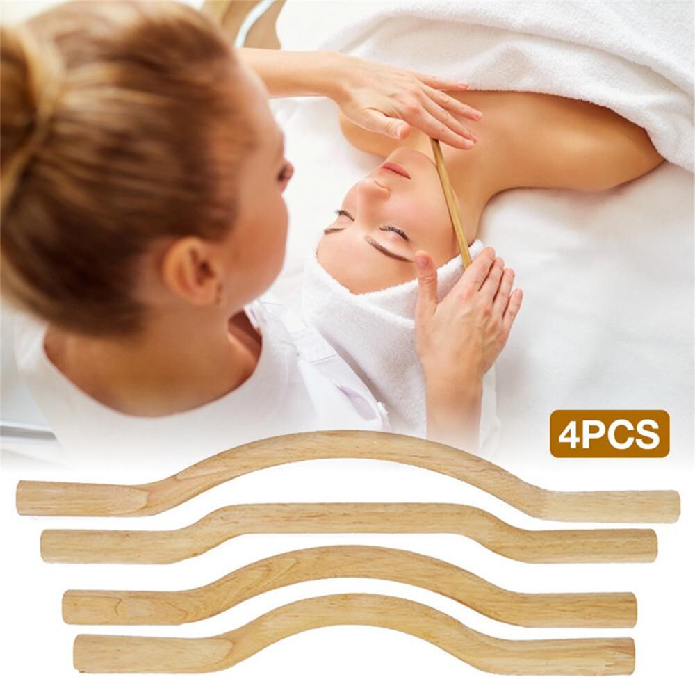 1pc/4 stk massage guasha skrabestift værktøj ryg skulder hals talje ben massage værktøj naturligt træ hurtigt stort område gua sha