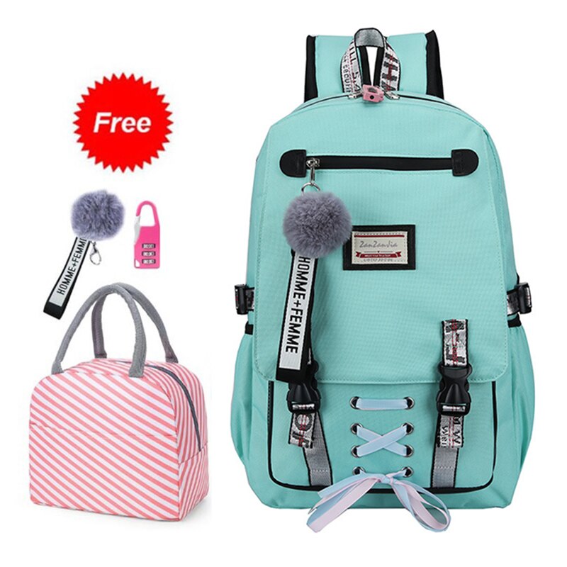 2020 novo anti-roubo saco de escola oxford pano impermeável mochila feminina criança moda sacos amarelo blackteen mochila para meninas: Green large