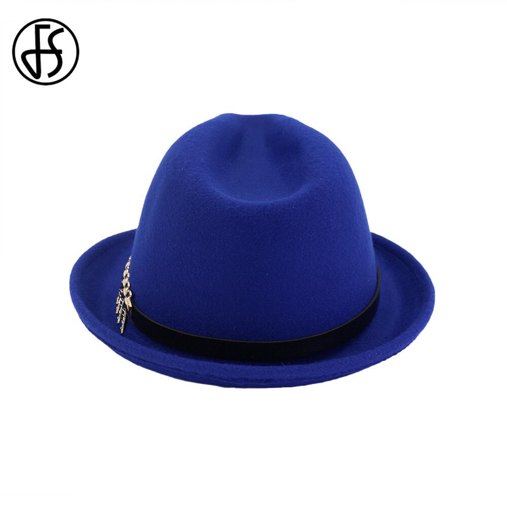 Fs wolvilt dames heren fedora hoed voor lente herfst dame gangster trilby kerk jazz hoeden panama pet zwarte krul rand