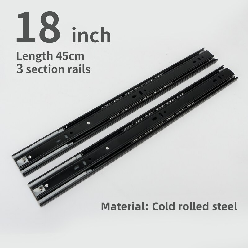 MX Schwarz Metall Puffer Stumm Schublade gleiten Schiene Sanft-nah dran Schublade Führungsschiene Drei-Abschnitt Schrank Rutsche Schiene Möbel Hardware-: Puffer 18 Zoll 45cm