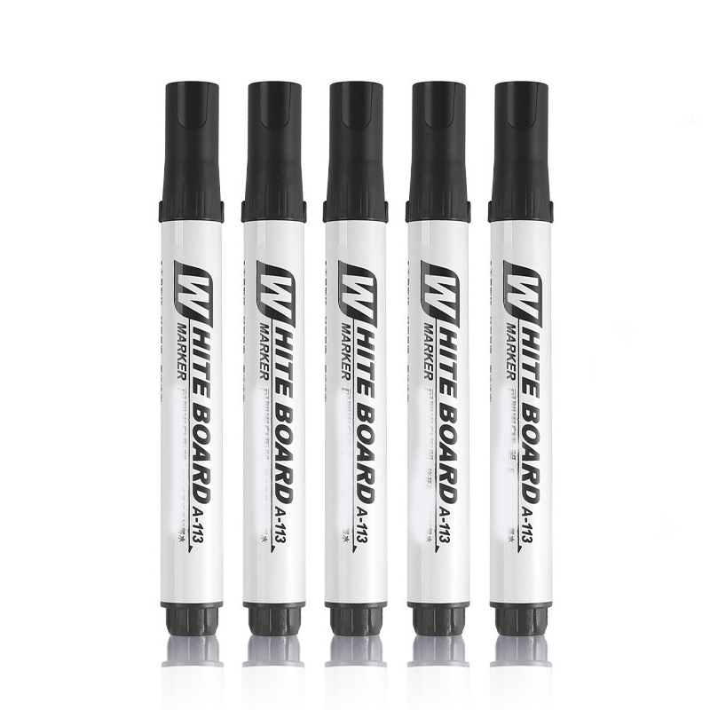5 Stück schwarzer löschbarer Whiteboard-Stift, verrotten-blauer, leicht abwischbarer Stift mit großem Kopf, Glas-Notizstift mit großer Kapazität, Whiteboard-Markierungsstift: Schwarz