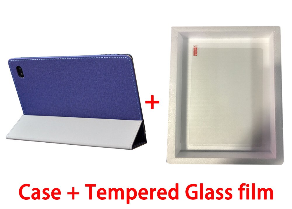 Funda para Tablet Teclast T30 de 10,1 ", funda con soporte de policarbonato de 10,1 pulgadas, funda de piel sintética con soporte para Teclast T30, película de vidrio: blue-Tempered film