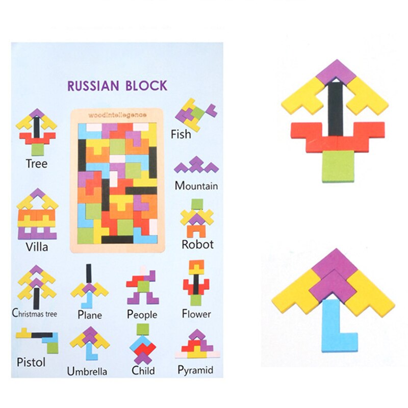 Houten Tangram Jigsaw Brain Tetris Game Puzzel Bloacks Voorschoolse Kinderen Spelen Training Educatief Speelgoed #068