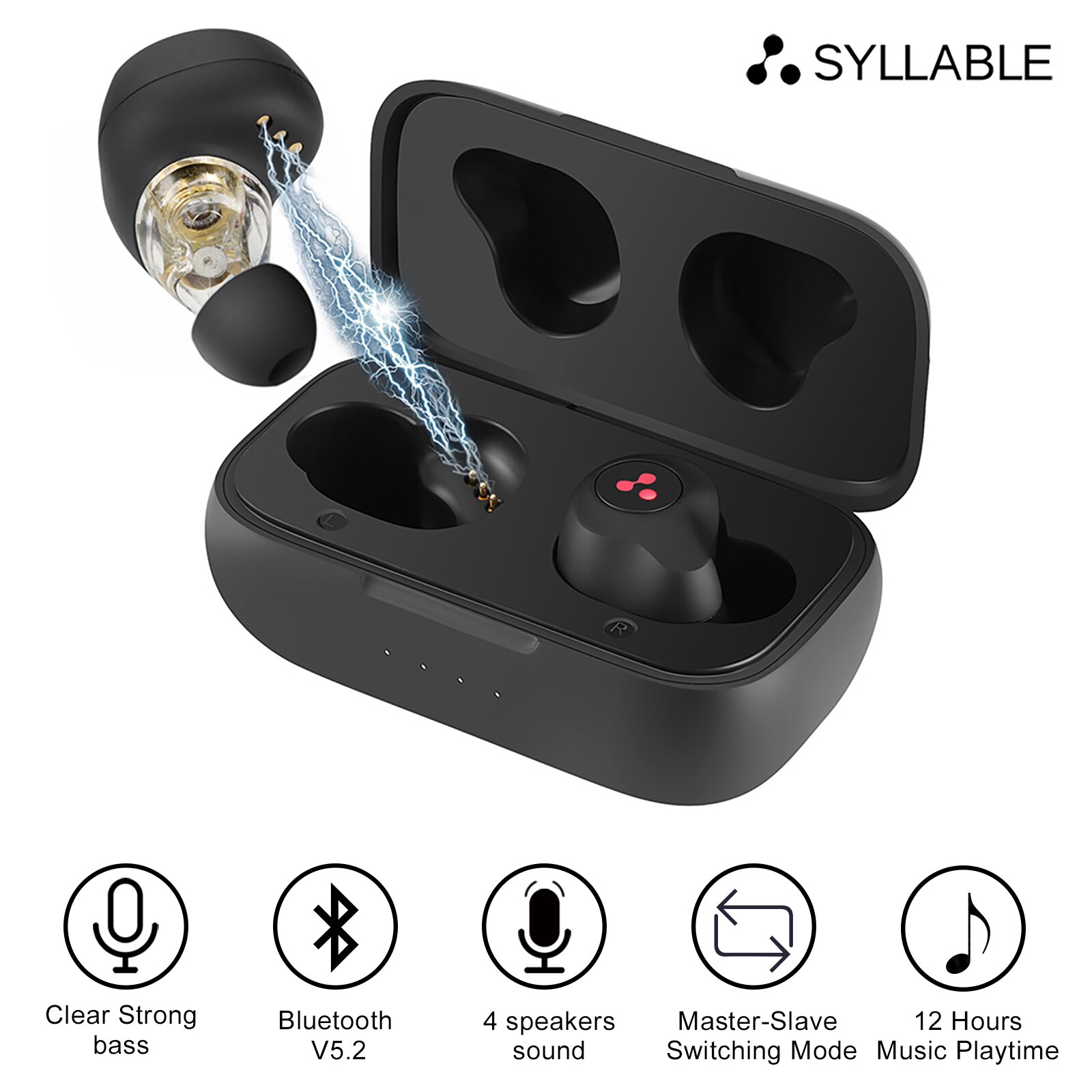 SYLLABLE-auriculares inalámbricos S115 Plus con bluetooth V5.2, dispositivo de audio de graves, con Chip QCC3040, S115 Plus, control de volumen