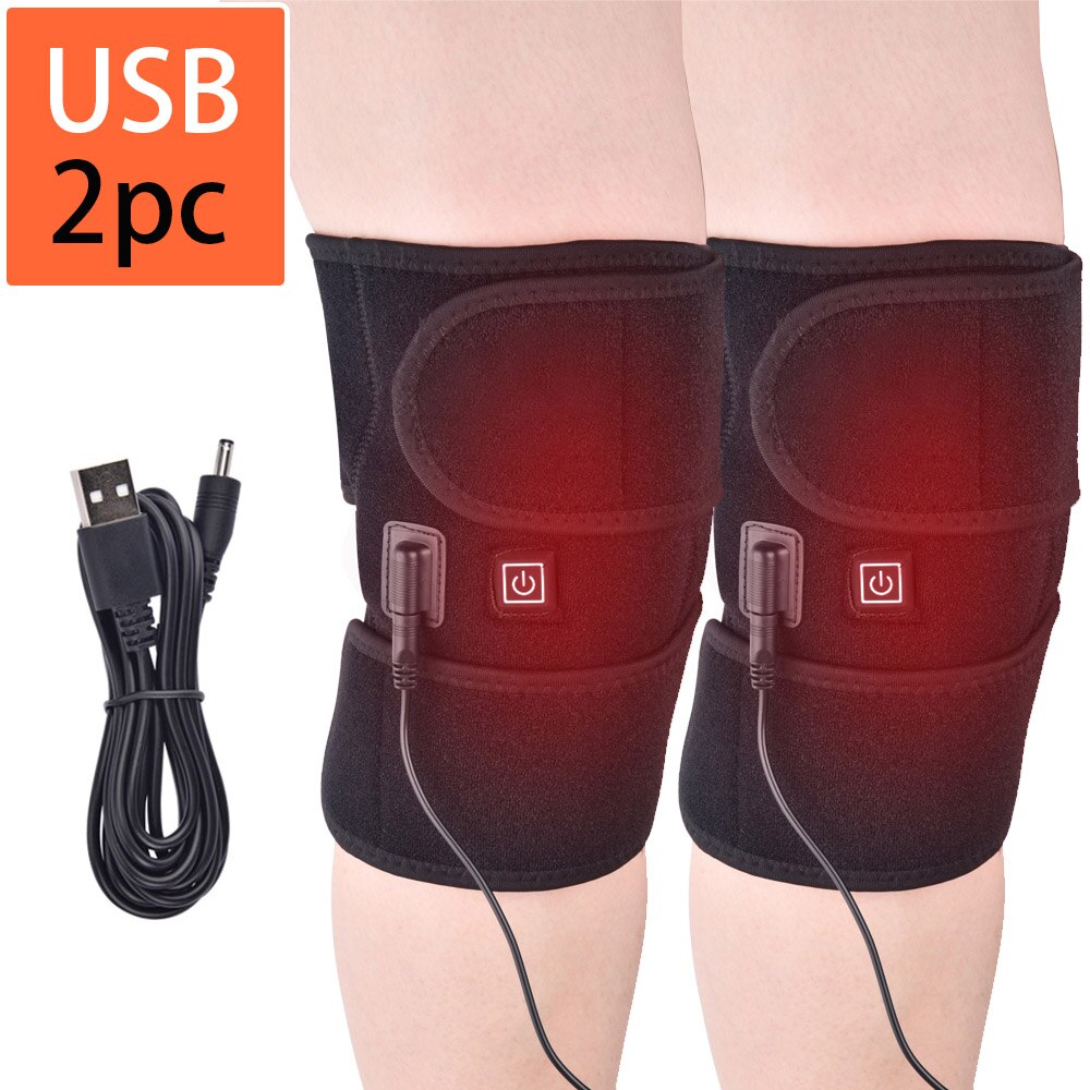 Agdoad Artritis Knie Brace Infrarood Verwarming Therapie Kneepad Voor Verlichten Kniegewricht Pijn Knie Revalidatie: 2pc USB Cable
