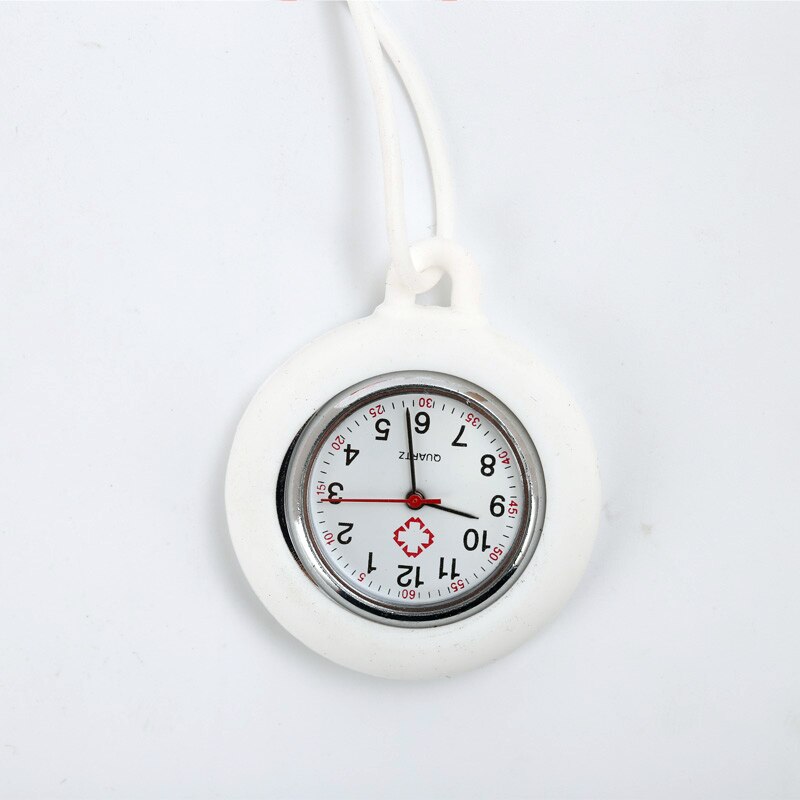 Lot de 10 montres de poche en Silicone à collier de corde créative, pour infirmières médecins hôpitaux étudiants robe à Quartz horloge suspendue: White