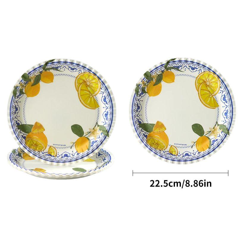 10/20 pçs 9 polegada placas de papel redondas frutas padrão pratos descartáveis sobremesa para churrasco aniversário casamento chá de bebê: Vermelho / 20 pcs