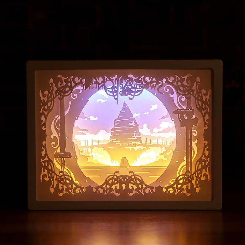 Nachtlampje 3D Led Papier Carving Lampen Papercut Licht Doos Papier Carving Art Night Lights Tafellamp Decoratie: C