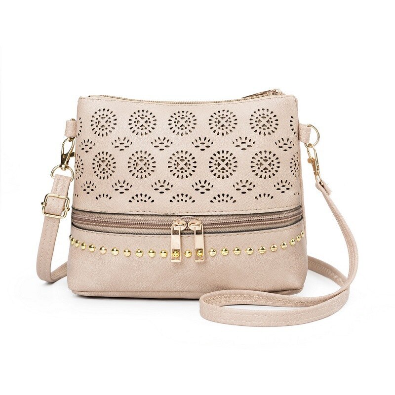 Hollow Out Vrouwen Tas Handtas Vintage Messenger Schoudertas Pu Lederen Crossbody Tassen Voor Vrouwen Bolsa Feminina: Khaki