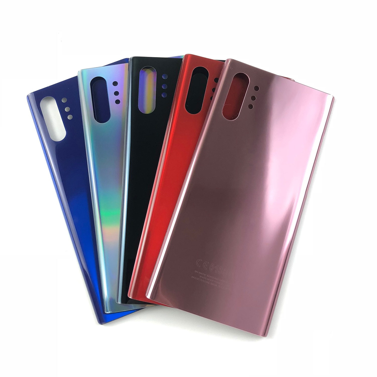 Original til samsung galaxy note 10 n970 note 10 plus  n975 n975f hus glaskasse batteri bagcover + selvklæbende klistermærke + logo