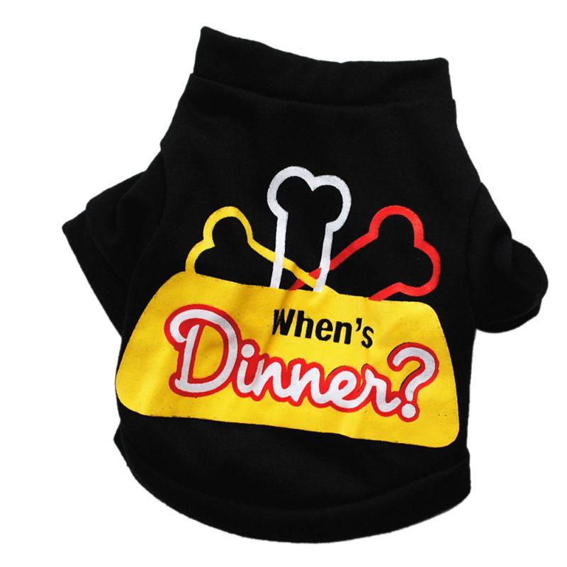 Pet Puppy Vest Zomer Shirt Brief Gedrukt Katoenen T-shirt chihuahua kleding Puppy Gedrukt Ropa Para Perros: Black / S