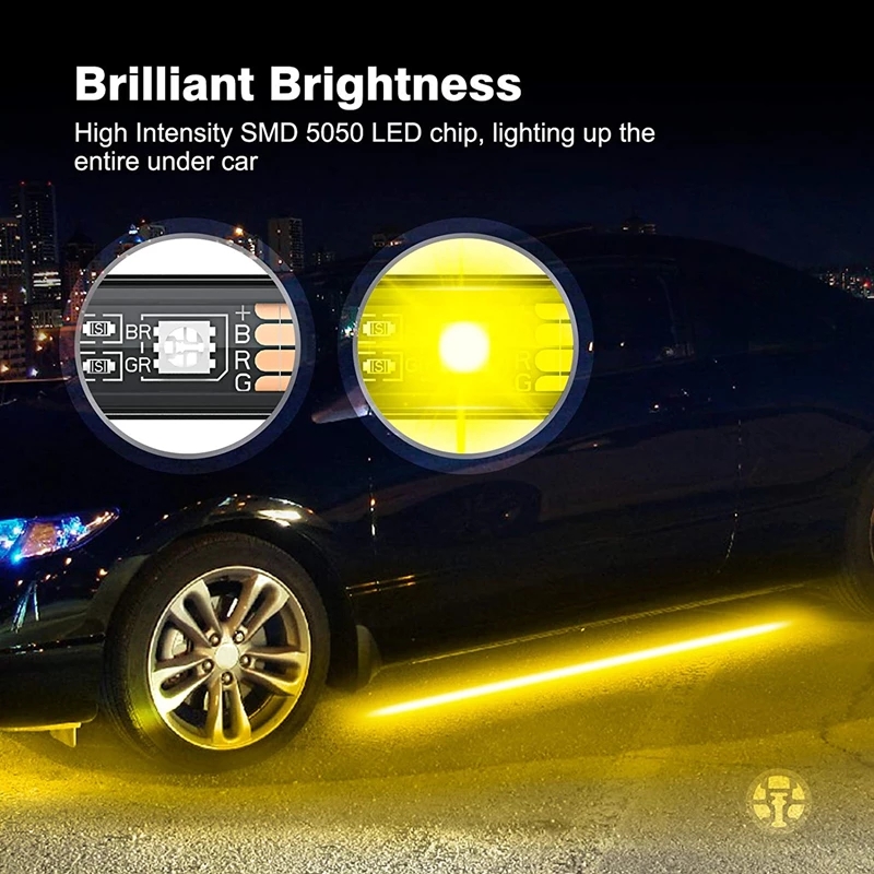 Bil undervognslys led dekorativ lampe auto rgb underglow fleksibel strip app kontrol bil led neon lys biltilbehør
