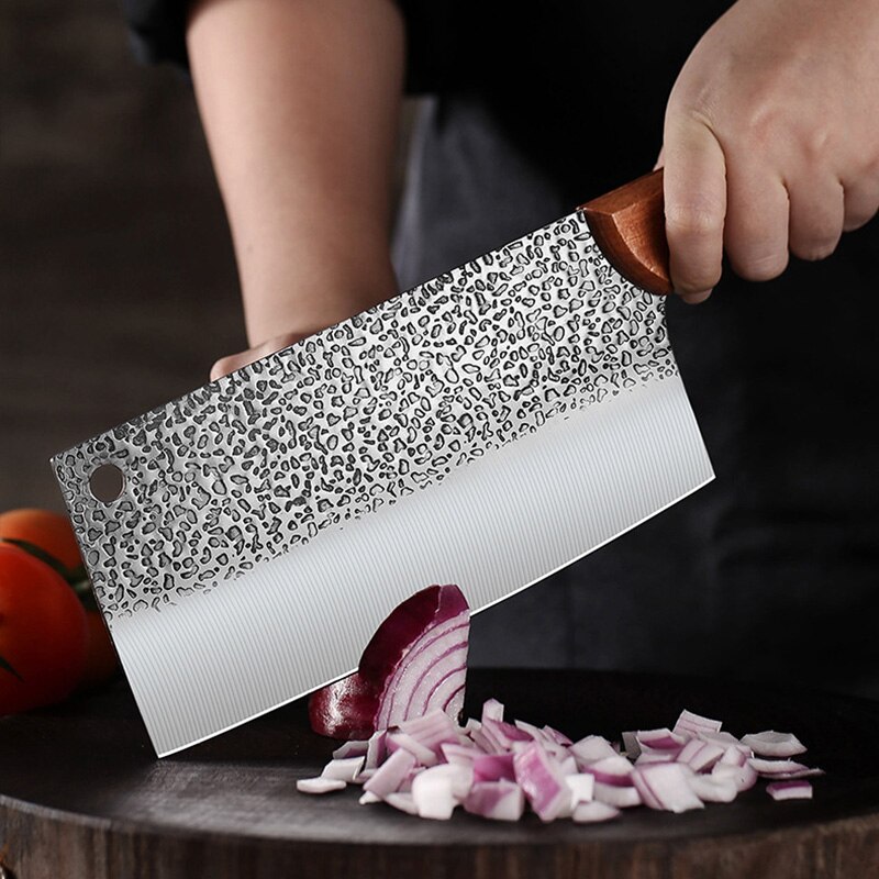 Handgemaakte Forged Rvs Keukenmessen Chinese Koksmes Vlees Hakmes Groente Bone Chopper Mes Koken Tool