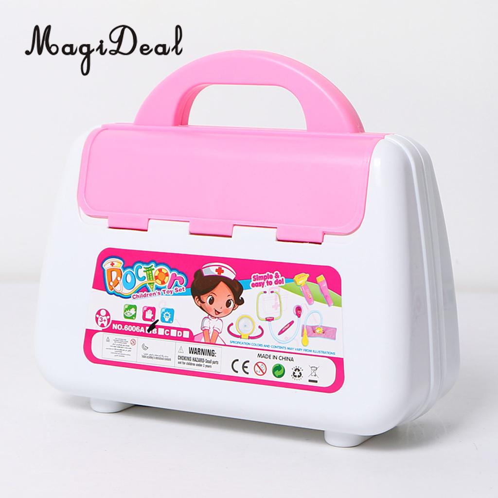 15pcs Nurse & Doctor Working Tools Kits Pretend Playset Case Kit Developmental Role Play Toys Pink